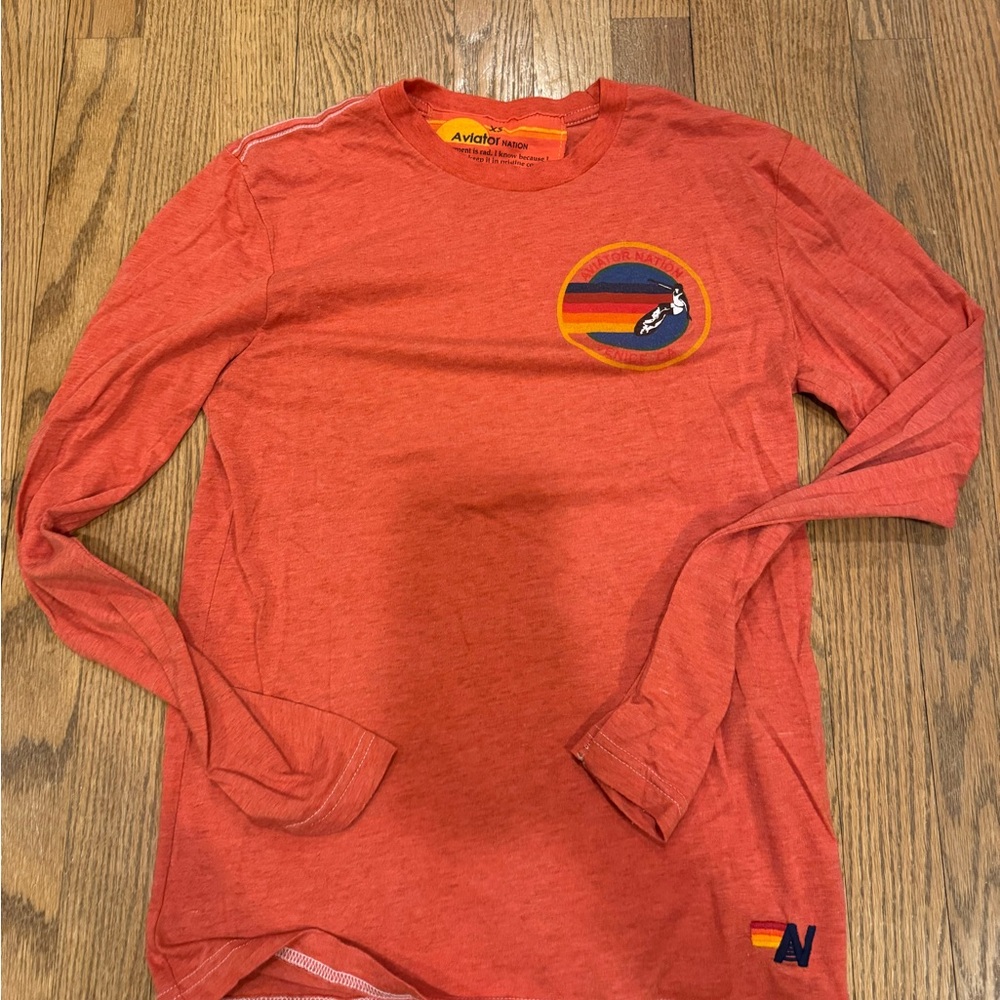 Aviator Nation orange Long Sleeve Shirt rare size XS